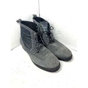 JD Fisk Mens Grey Blue Suede Wingtip Brogue Lace Up Boots 12 5923